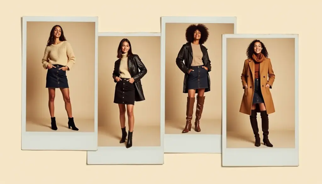 57 Ideias de Look de Inverno com Saia Jeans para 2026 57 Ideias de Look de Inverno com Saia Jeans para 2026